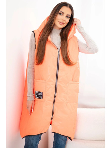 Дамски ватиран елек Kesi Włoski, голям размер, оранжев