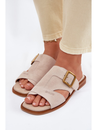 Дамски велурени чехли Big Star с катарама