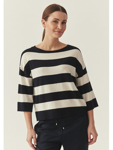 Тъмносин раиран пуловер Lajla Tatuum