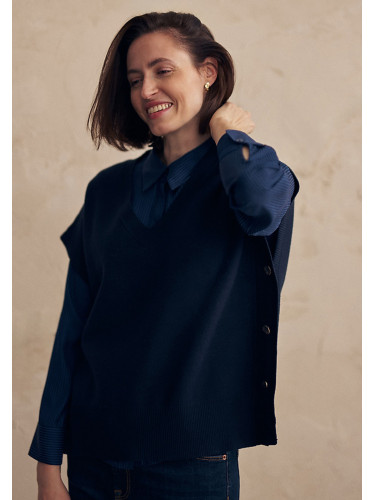 Navy blue vest with viscose Lenzing™Ecovero™Kama Tatuum