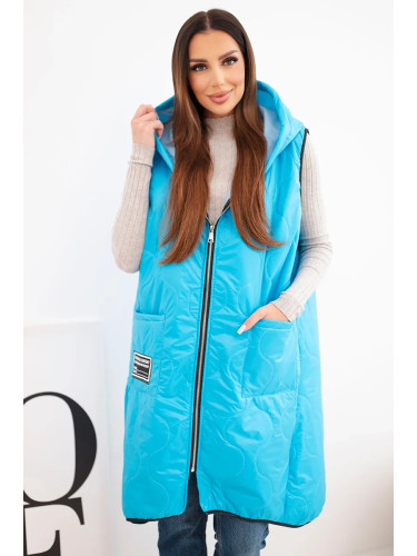 Дамски ватиран елек с качулка Kesi за големи размери