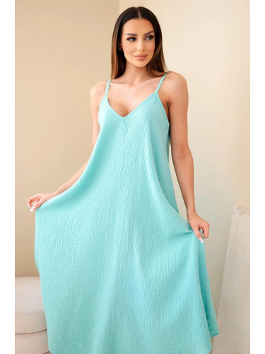 Рокля от муселин с презрамки Kesi в цвят ментов цвят