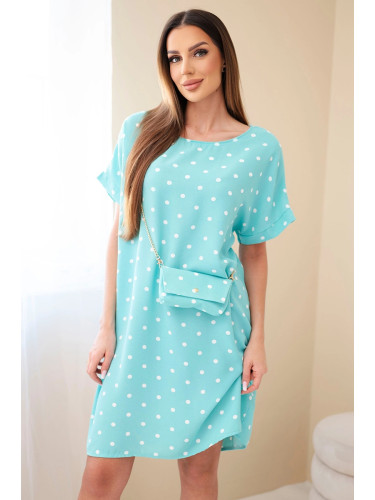 Дамска рокля на точки с чанта