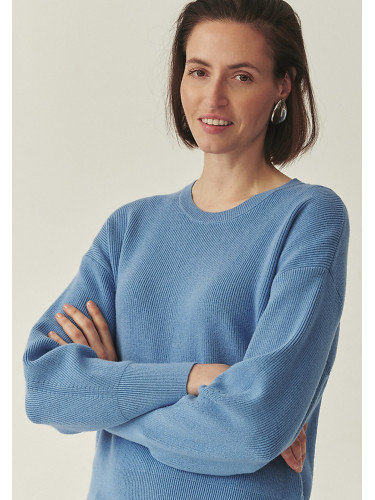 Син ежедневен пуловер с вискоза Lenzing™Ecovero™