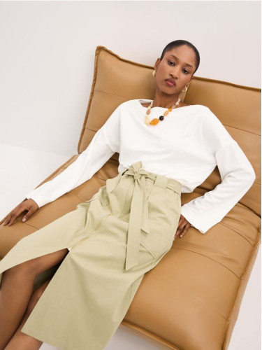 Mohito - Блуза със съдържание на модал - кремaво