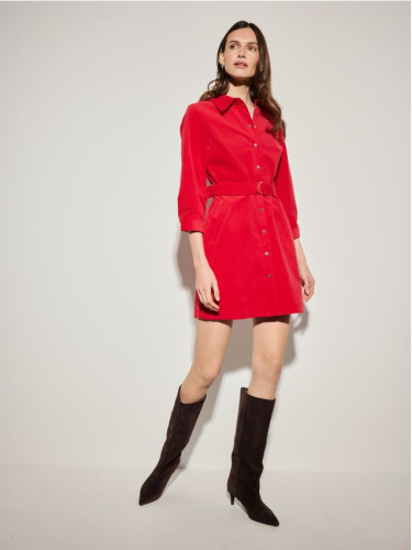 Mohito - Мини рокля от рипсено кадифе - червен