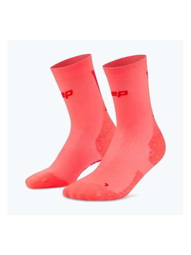 Мъжки компресионни чорапи CEP Ultralight Mid Cut 4.0 neon coral/red