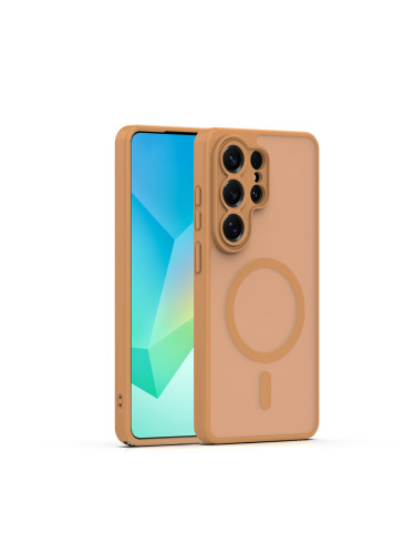 Кейс Mag Matt с отвори за камерите за Samsung Galaxy S26 Ultra светлокафяв