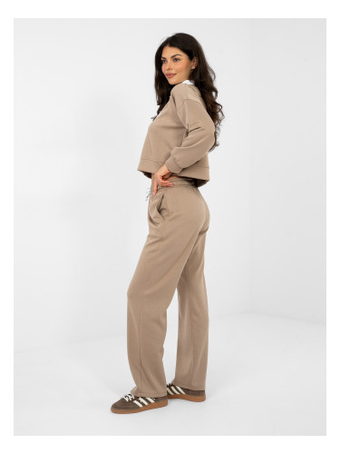 Къс суитшърт с яка, бежов