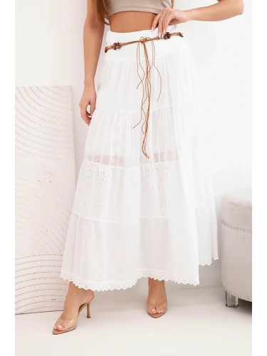 Дамска макси пола Kesi с отворена бродерия