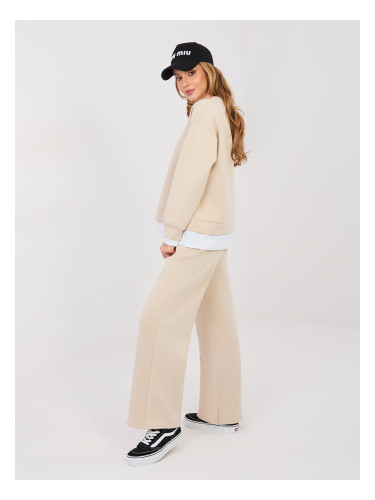 Бежов дамски суитшърт с голям размер