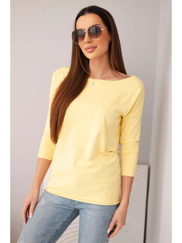 Дамска блуза с деколте лодка, лимон
