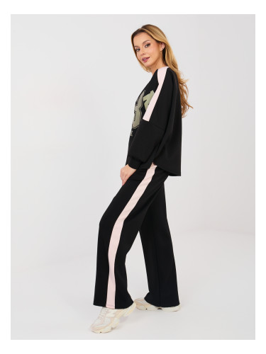 Черен джърси спортен панталон с райета