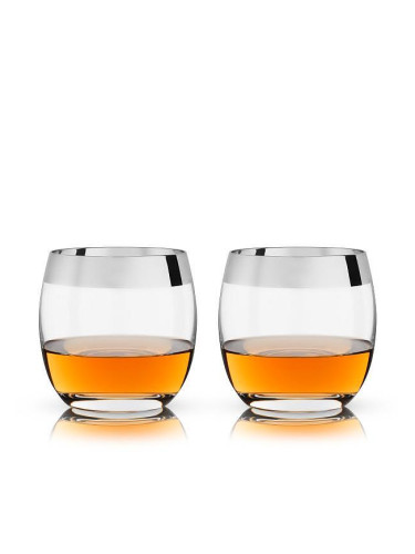 Комплект от 2 бр. кристални чаши VISKI IRVING с хромиран ръб  - 266 мл