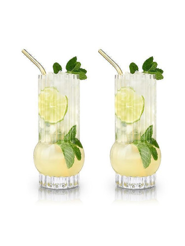 Комплект от 2 бр. високи чаши VISKI DECO кристални - 384 мл