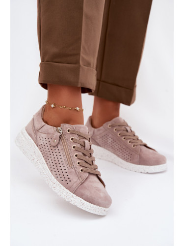 Дамски велурени мокасини EVENTO с цип