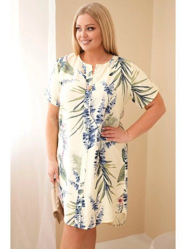 Жълта рокля с къс ръкав и големи размери Kesi Włoski