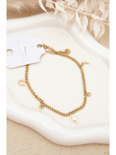 Златна гривна за крак с висулки