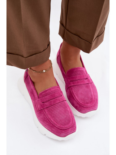 Дамски велурени мокасини на платформа Vinceza