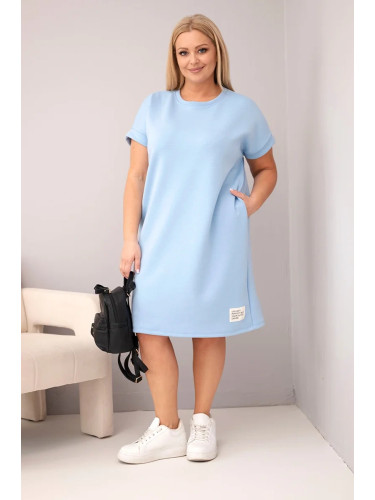 Дамска рокля с големи размери с къси ръкави и джобове