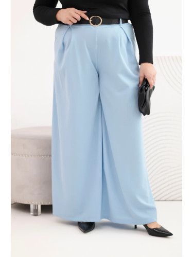 Дамски панталон plus size с колан Kesi Włoski, син
