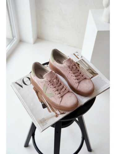 Дамски маратонки от естествен велур на платформа Vinceza