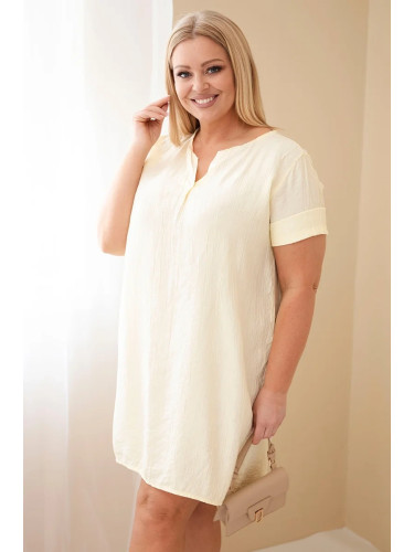 Рокля Kesi с къс ръкав, големи размери, жълта