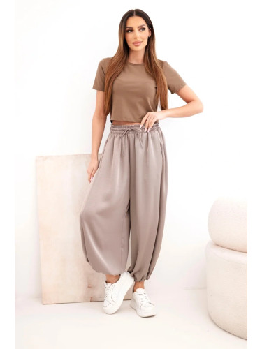 Дамски широки панталони с еластична талия