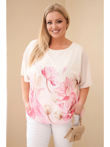 Блуза Кеси с флорален мотив, розова