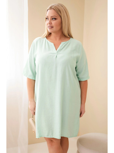 Рокля Kesi с вискоза и къс ръкав, големи размери