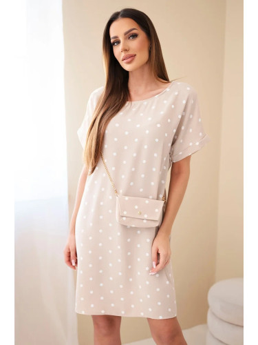 Дамска рокля на точки с чанта