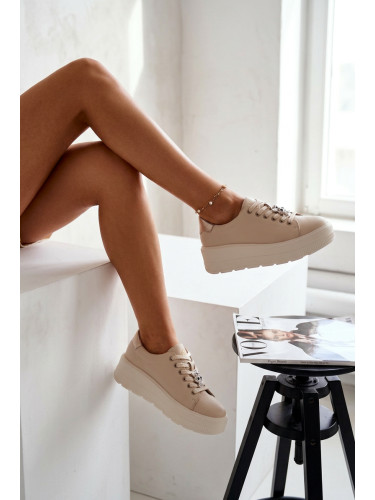 Дамски кожени маратонки на платформата Vinceza