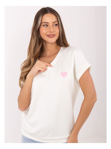 Оувърсайз блуза с V-образно деколте в екрю