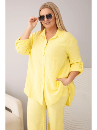 Дамски муселинов комплект Kesi, големи размери, жълт