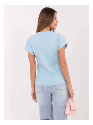 Светлосиня дамска блуза с бродерия