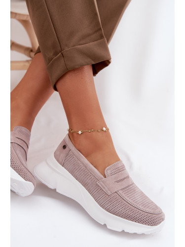 Дамски мокасини на платформа Vinceza бежови