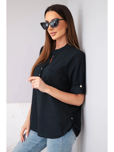 Черна блуза тип риза Kesi