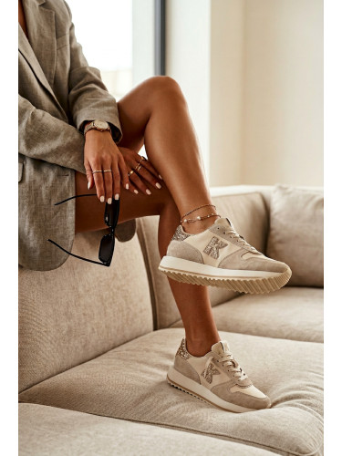 Кожени велурени маратонки на платформа VINCEZA