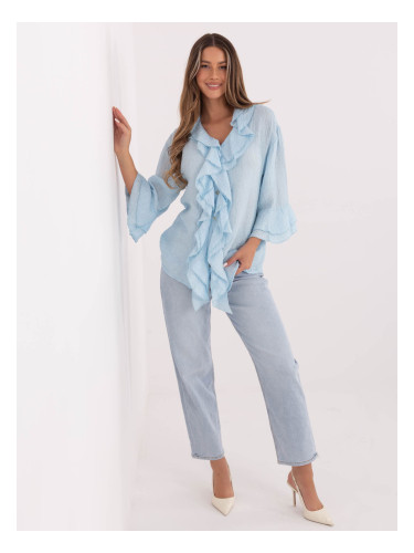 Светлосиня дамска блуза