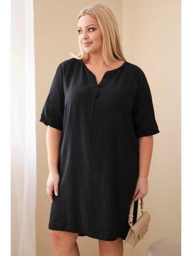 Дамска рокля с къс ръкав, големи размери