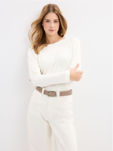 Mohito - Памучен топ - кремaво