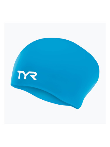 Детска шапка за плуване TYR Long Hair Wrinkle Free Silicone blue