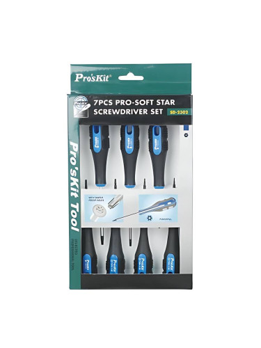 Отвертки, комплект, стомана, 7 части, TORX, SD-SD-2302, PRO'S KIT