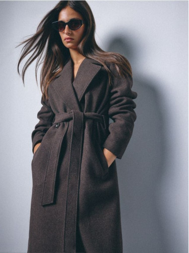 Mohito - Палто с вълна - тъмно кафяво