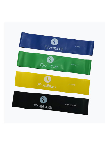 Комплект ленти за съпротивление 4 бр. Латексни ленти за аеробика Sveltus цвят 0556