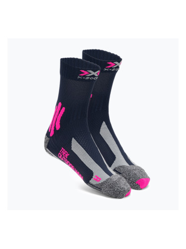 Дамски чорапи за трекинг X-Socks Trek Outdoor midnight blue/pink/lt grey melange