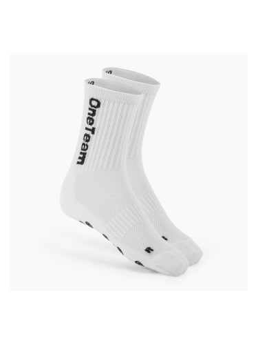 Детски футболни чорапи OneTeam Precision Grip non-slip 2-pack white