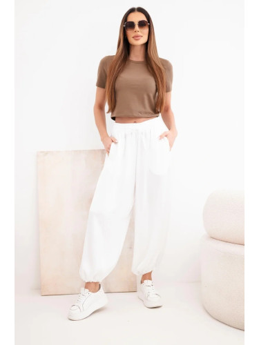 Дамски широки панталони Kesi екрю