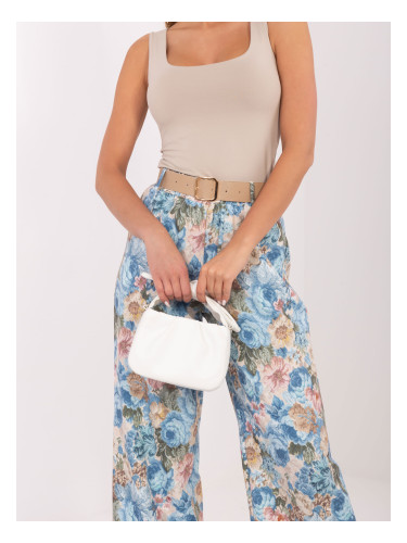 Дамски панталон с щампа, светло син