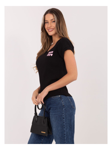 Черна блуза с къс ръкав